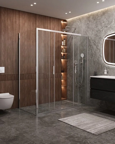 Душевой уголок CEZARESMOLVENO-AH-2/1-170/90-C-Cr-IV цвет профиля хром стекло прозрачное 1700x900 мм Душевой уголок CEZARESMOLVENO-AH-2/1-170/90-C-Cr-IV цвет профиля хром стекло прозрачное 1700x900 мм