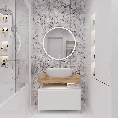 Комплект мебели STWORKI Ольборг 80 столешница дуб французский, без отверстий, с тумбой 80, с раковин 536142 Комплект мебели STWORKI Ольборг 80 столешница дуб французский, без отверстий, с тумбой 80, с раковин 536142