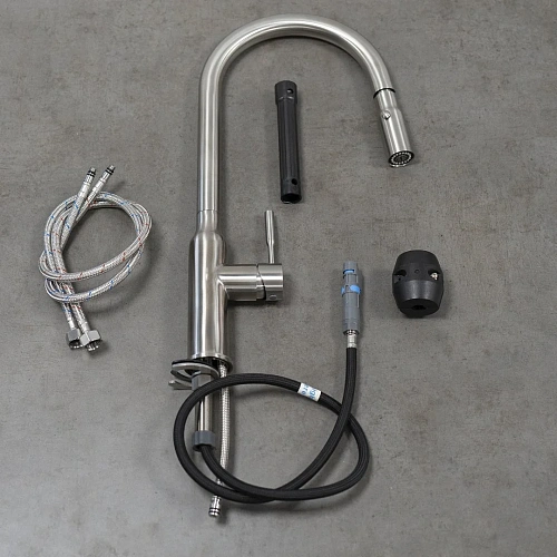 Смеситель для кухни Lemark Expert LM5086S с вытягивающимся поворотным изливом, сталь Смеситель для кухни Lemark Expert LM5086S с вытягивающимся поворотным изливом, сталь