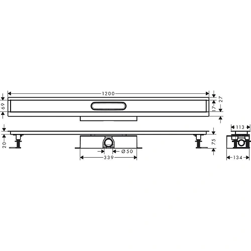 Душевой лоток Hansgrohe uBox universal для стандартной установки, внешняя часть слива 120 см 5602718 Душевой лоток Hansgrohe uBox universal для стандартной установки, внешняя часть слива 120 см 5602718