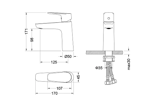 Смеситель для раковины Aquatek Бетта AQ1110BGM черный хром шлифованный Смеситель для раковины Aquatek Бетта AQ1110BGM черный хром шлифованный