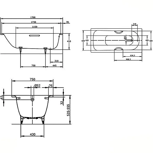 Стальная ванна KALDEWEI Saniform Plus Star 170x75 standard mod. 336 (с отверстиями под ручки) 133600 133600010001 Стальная ванна KALDEWEI Saniform Plus Star 170x75 standard mod. 336 (с отверстиями под ручки) 133600 133600010001
