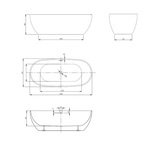 Акриловая ванна ABBER AB9263-1.8 белая Акриловая ванна ABBER AB9263-1.8 белая