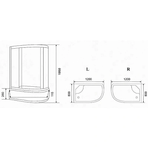 Душевой уголок Parly ZFM1201L с поддоном 120х80х195 Душевой уголок Parly ZFM1201L с поддоном 120х80х195