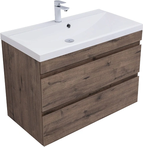 Тумба под раковину Aquanet Нота New 90 дуб веллингтон табак 00334193 подвесная Тумба под раковину Aquanet Нота New 90 дуб веллингтон табак 00334193 подвесная