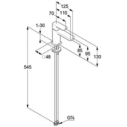 Смеситель для раковины Kludi RENON 42290N275 оружейная сталь Смеситель для раковины Kludi RENON 42290N275 оружейная сталь