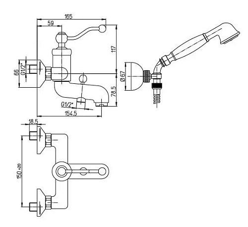 Смеситель для ванны Paini Duomo 88F3105 с душевым гарнитуром, старая бронза 88F31052SKM Смеситель для ванны Paini Duomo 88F3105 с душевым гарнитуром, старая бронза 88F31052SKM