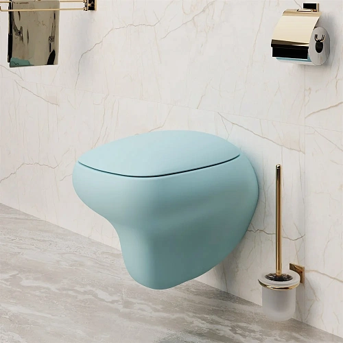 Унитаз подвесной Diamond 123T20801R (530x405x375) голубой матовый безободковый без сиденья Унитаз подвесной Diamond 123T20801R (530x405x375) голубой матовый безободковый без сиденья