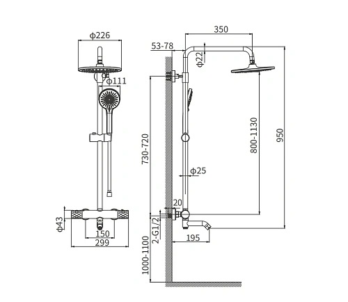 Душевая система ARROW AG3317SHCP с термостатом хром Душевая система ARROW AG3317SHCP с термостатом хром