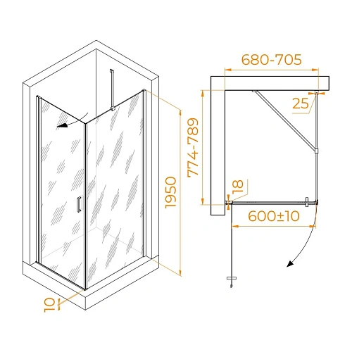 Душевой уголок RGW LE-034 (LE-003 + Z-14) 700x800 мм 06123478-11 хром Easy Clean Душевой уголок RGW LE-034 (LE-003 + Z-14) 700x800 мм 06123478-11 хром Easy Clean