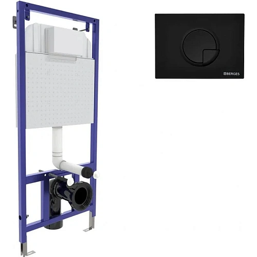 Инсталляция для унитаза BERGES NOVUM с кнопкой смыва, R5 Soft Touch, черная 040225 Инсталляция для унитаза BERGES NOVUM с кнопкой смыва, R5 Soft Touch, черная 040225