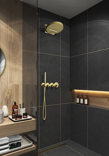 Душевая система Timo Saona SX-2329/17SM встраиваемая с термостатом золото матовое Душевая система Timo Saona SX-2329/17SM встраиваемая с термостатом золото матовое