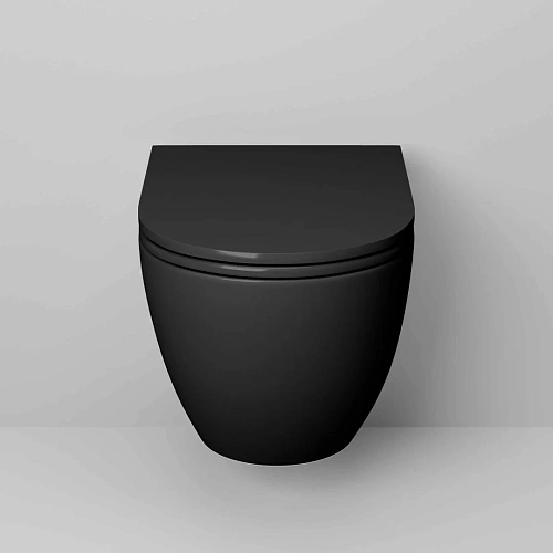 Унитаз подвесной GROSSMAN GR-4457BMS 520x360x320 черный матовый безободковый с тонкой крышкой Унитаз подвесной GROSSMAN GR-4457BMS 520x360x320 черный матовый безободковый с тонкой крышкой