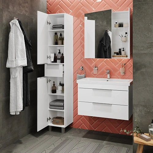 Комплект мебели STWORKI Копенгаген 80 белая, в современном стиле, подвесная, российская (гарнитур, к 467188 Комплект мебели STWORKI Копенгаген 80 белая, в современном стиле, подвесная, российская (гарнитур, к 467188