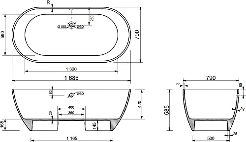 Ванна из искусственного камня STWORKI Берген 170х80 573846 Ванна из искусственного камня STWORKI Берген 170х80 573846
