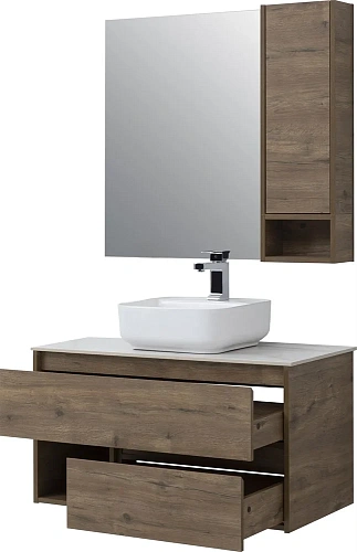 Комплект мебели STWORKI Карлстад 90 дуб рустикальный, простоун беж, в стиле лофт, подвесная, российс 425512 Комплект мебели STWORKI Карлстад 90 дуб рустикальный, простоун беж, в стиле лофт, подвесная, российс 425512