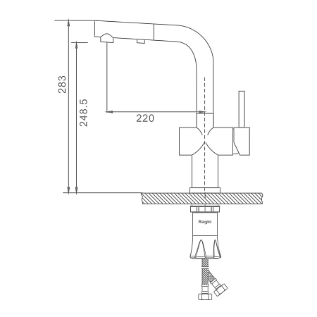 Смеситель для кухни Raglo R86.49.05 с выдвижным изливом, сатин Смеситель для кухни Raglo R86.49.05 с выдвижным изливом, сатин