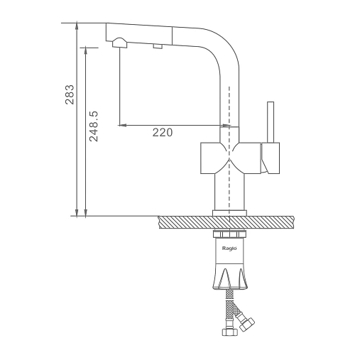 Смеситель для кухни Raglo R86.49.05 с выдвижным изливом, сатин Смеситель для кухни Raglo R86.49.05 с выдвижным изливом, сатин