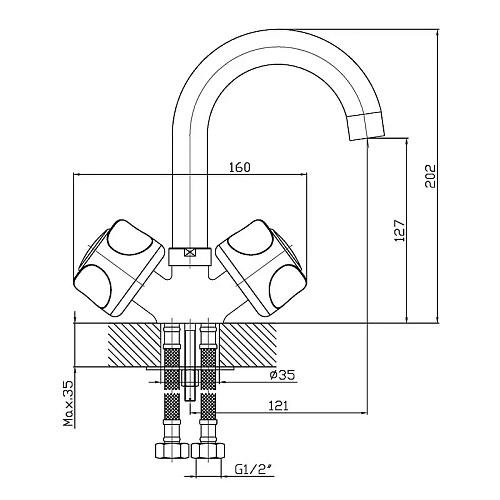 Смеситель для раковины Orange Classic R M73-011cr хром Смеситель для раковины Orange Classic R M73-011cr хром