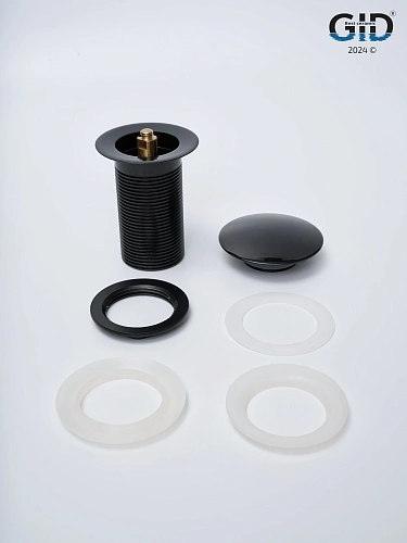 Донный клапан Gid без перелива G-54BL 76601K черный глянцевый 7x7x10 Донный клапан Gid без перелива G-54BL 76601K черный глянцевый 7x7x10