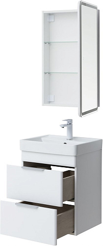 Тумба под раковину Aquanet Ирис new 50 белый глянец (2 ящика) 00310143 Тумба под раковину Aquanet Ирис new 50 белый глянец (2 ящика) 00310143