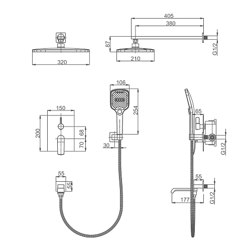Душевая система Splenka S31.27.06, черный Душевая система Splenka S31.27.06, черный