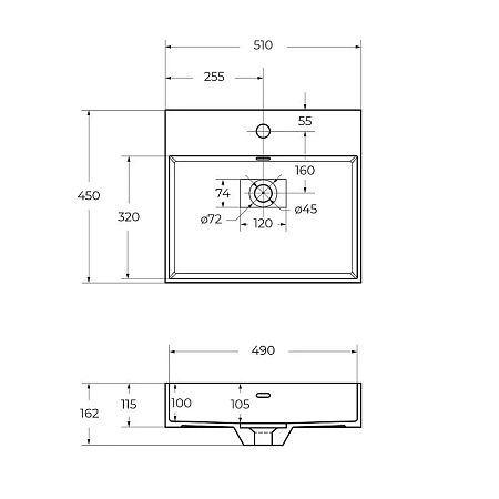 Раковина CEZARES 50262 Bianco белый матовый 510x450 искусственный камень solid surface Раковина CEZARES 50262 Bianco белый матовый 510x450 искусственный камень solid surface