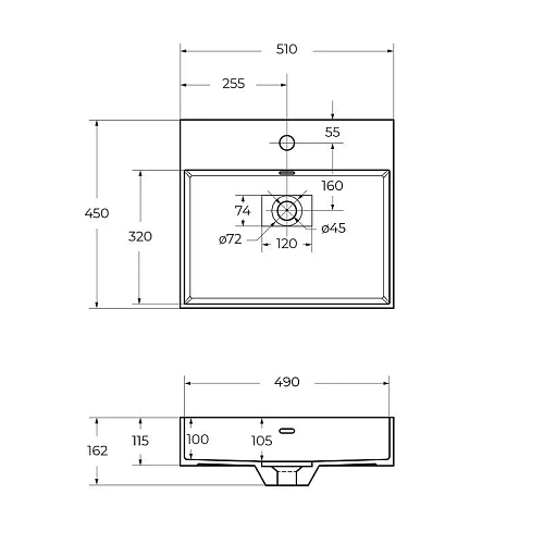 Раковина CEZARES 50262 Bianco белый матовый 510x450 искусственный камень solid surface Раковина CEZARES 50262 Bianco белый матовый 510x450 искусственный камень solid surface