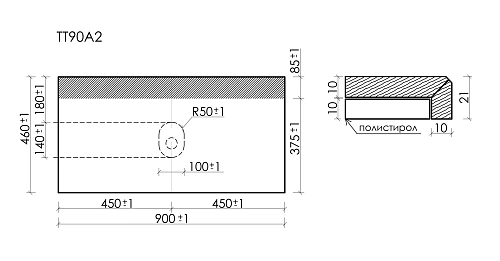 Столешница SANCOS 900х460 kreman TT90A2 Столешница SANCOS 900х460 kreman TT90A2