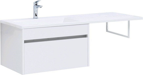 Тумба с раковиной Aquanet Токио 130 L белый (подвесная, 1 ящик) 00236917 + 00235501 Тумба с раковиной Aquanet Токио 130 L белый (подвесная, 1 ящик) 00236917 + 00235501