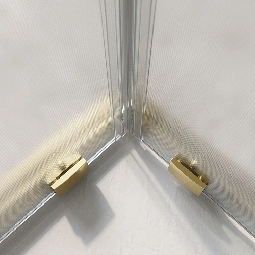 Душевой уголок BelBagno LUCE-A-2-90-P-ORO 90x90 см, профиль золото, стекло рифленая Душевой уголок BelBagno LUCE-A-2-90-P-ORO 90x90 см, профиль золото, стекло рифленая