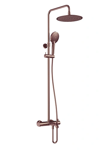 Душевая система AQUAme Siena AQM8008BC с термостатом и изливом, лейка 3 режима высота 1100-1500мм, медь шлифованная Душевая система AQUAme Siena AQM8008BC с термостатом и изливом, лейка 3 режима высота 1100-1500мм, медь шлифованная