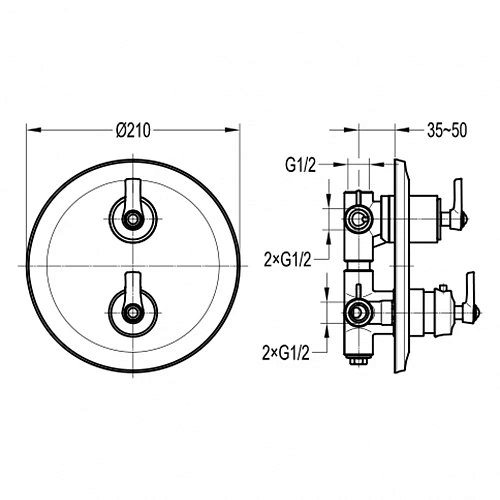 Смеситель для душа Swedbe Terracotta Art 2521 термостатический встраиваемый подключение на 1 выход Смеситель для душа Swedbe Terracotta Art 2521 термостатический встраиваемый подключение на 1 выход