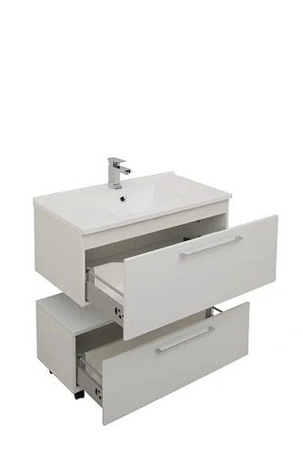 Тумба под раковину De Aqua Квадро-2 80 белый (подкатная 1 ящик) 00185588 Тумба под раковину De Aqua Квадро-2 80 белый (подкатная 1 ящик) 00185588