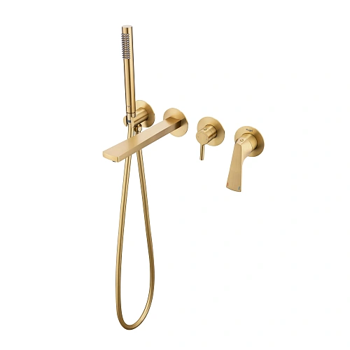 Смеситель для ванны Raglo R07.32.03 встраиваемый, излив монолитный 20 см, сатин золотой Смеситель для ванны Raglo R07.32.03 встраиваемый, излив монолитный 20 см, сатин золотой