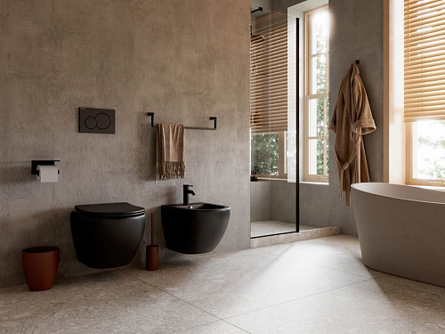 Унитаз подвесной Ceramica Nova METROPOL CN4002MB Чёрный матовый с сиденьем Унитаз подвесной Ceramica Nova METROPOL CN4002MB Чёрный матовый с сиденьем