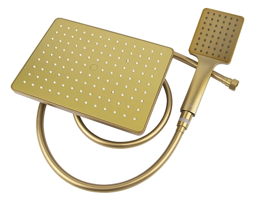 Душевая система Kaiser Cube с термостатом шлифованное золото 01382-3 Душевая система Kaiser Cube с термостатом шлифованное золото 01382-3