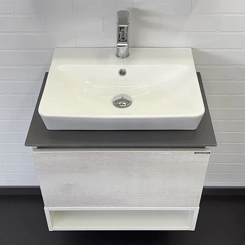 Тумба с раковиной Comforty Прага-60 00-00014535 дуб белый с графитовой столешницей и раковиной Comforty 9055RA-50 Тумба с раковиной Comforty Прага-60 00-00014535 дуб белый с графитовой столешницей и раковиной Comforty 9055RA-50