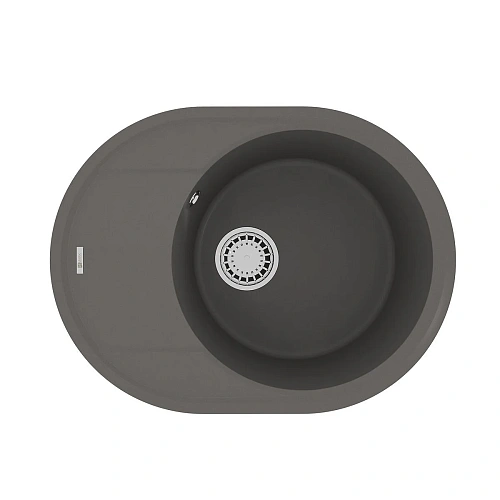 Кухонная мойка Lemark LACHA 620 врезная овальная из кварцгранита, с крылом, серый шелк 9910053 Кухонная мойка Lemark LACHA 620 врезная овальная из кварцгранита, с крылом, серый шелк 9910053