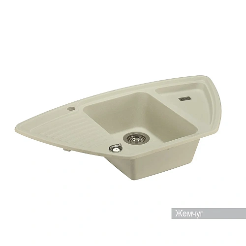 Кухонная мойка Aquaton Лория 1A715032LR240 из литого мрамора, угловая, жемчуг Кухонная мойка Aquaton Лория 1A715032LR240 из литого мрамора, угловая, жемчуг
