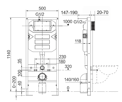 Инсталляция для унитаза Ceramica Nova Envision/ Flat CN1002M Инсталляция для унитаза Ceramica Nova Envision/ Flat CN1002M