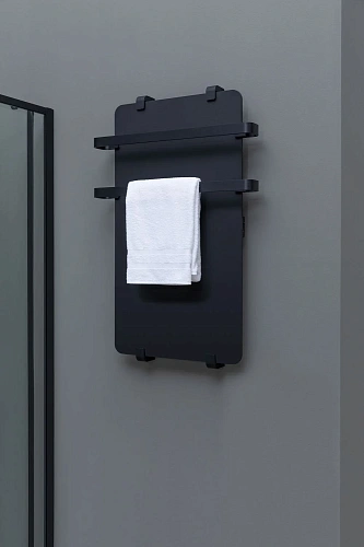 Полотенцесушитель электрический Allen Brau Infinity 80x44 00325636 с рейлингом 2.0 и креплением, черный матовый Полотенцесушитель электрический Allen Brau Infinity 80x44 00325636 с рейлингом 2.0 и креплением, черный матовый