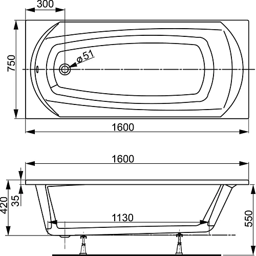 Акриловая ванна VAGNERPLAST EBONY 160x75 VPBA160EBO2X-04 Акриловая ванна VAGNERPLAST EBONY 160x75 VPBA160EBO2X-04