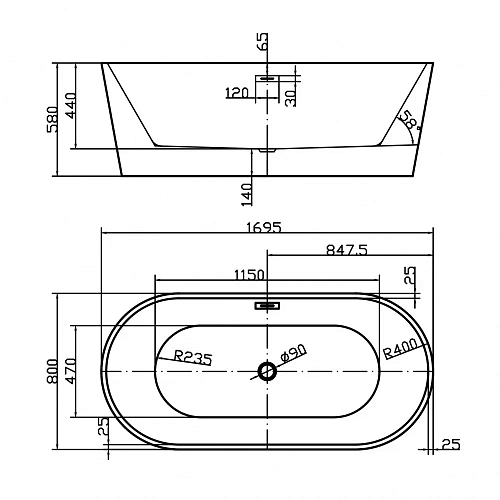 Ванна отдельностоящая Swedbe Vita 8800G 1700мм Ванна отдельностоящая Swedbe Vita 8800G 1700мм