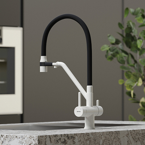 Смеситель для кухни Sancos Dora SC4003GR под фильтр, белый гранит Смеситель для кухни Sancos Dora SC4003GR под фильтр, белый гранит