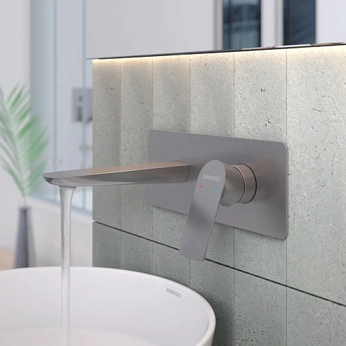 Смеситель для раковины BERGES VENTAS S скрытого монтажа, оружейная сталь 076013 Смеситель для раковины BERGES VENTAS S скрытого монтажа, оружейная сталь 076013