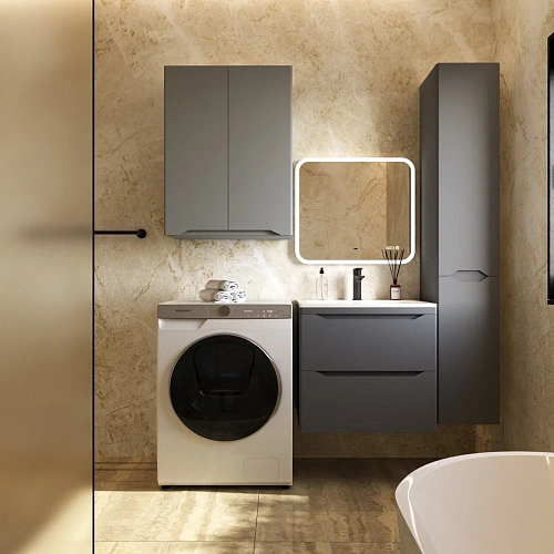 Тумба под раковину Style Line Марелла 60 Люкс антискрейтч серый, PLUS подвесная СС-00002406 Тумба под раковину Style Line Марелла 60 Люкс антискрейтч серый, PLUS подвесная СС-00002406