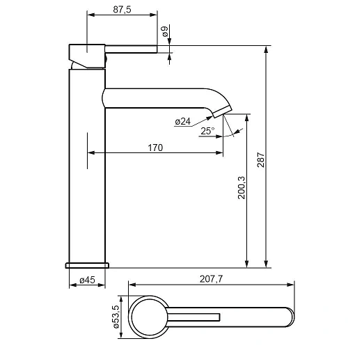 Смеситель для раковины Damixa Scandinavian Pure 360250000 высокий, хром Смеситель для раковины Damixa Scandinavian Pure 360250000 высокий, хром