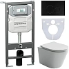 Комплект унитаза Ceramica Nova Balearica Rimless CN6000 c шумоизоляцией CN1000 инсталляцией Envision клавишей смыва Round черный матовый и креплениями CN1001B