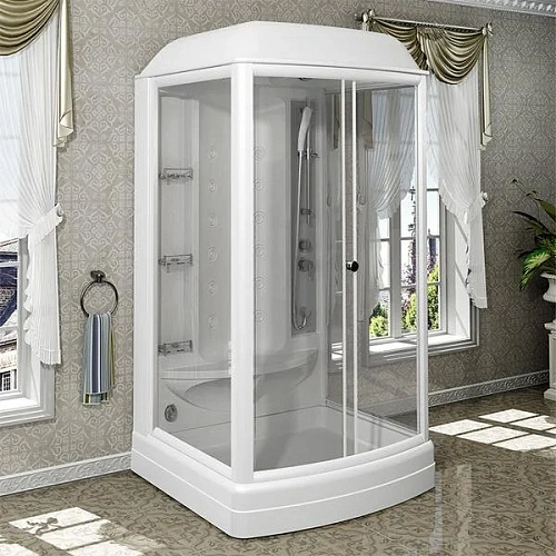 Душевая кабина Radomir Диана 108х118 1-05-1-0-0-0640 поддон с каркасом и сифоном, стекло прозрачное, функция Пар, FM-приемник, освещение, вентиляция, профиль белый Душевая кабина Radomir Диана 108х118 1-05-1-0-0-0640 поддон с каркасом и сифоном, стекло прозрачное, функция Пар, FM-приемник, освещение, вентиляция, профиль белый